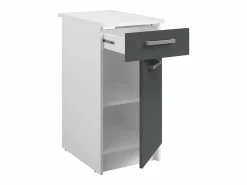 Sale Vente-unique Cocina completa - Con encimera 240 cm - Gris brillante y Blanco - TRATTORIA Gris / Blanco