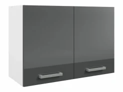 Sale Vente-unique Cocina completa - Con encimera 240 cm - Gris brillante y Blanco - TRATTORIA Gris / Blanco