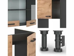 Vicco Cocina esquinera antracita/roble dorado 247x60x81.6 r-line