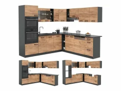 Vicco Cocina esquinera antracita/roble dorado 247x60x81.6 r-line