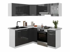 New Cocina esquinera antracita brillo intenso/blanco 190x60x81.6 rick Cocina Completa