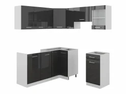 New Cocina esquinera antracita brillo intenso/blanco 190x60x81.6 rick Cocina Completa