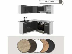 New Cocina esquinera antracita brillo intenso/blanco 190x60x81.6 rick Cocina Completa