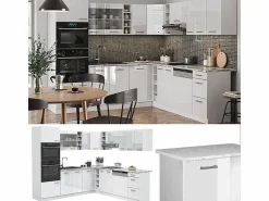 Best Vicco Cocina esquinera alto brillo/ 247x60x81.6 r-line Blanco