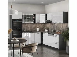 Clearance Cocina esquinera brillo/antracita 247x60x81.6 r-line Cocina Completa