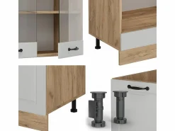 Discount Cocina esquinera casa de campo blanca/roble dorado 287x46x81.6 r-line Cocina Completa