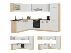 Discount Cocina esquinera casa de campo blanca/roble dorado 287x46x81.6 r-line Cocina Completa