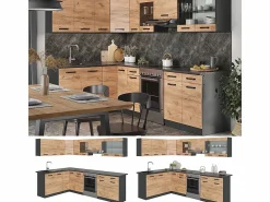 Hot Cocina esquinera oro power roble/antracita 270x60x81.6 rick Cocina Completa