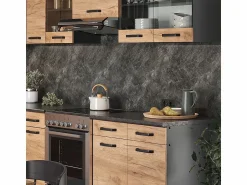 Hot Cocina esquinera oro power roble/antracita 270x60x81.6 rick Cocina Completa