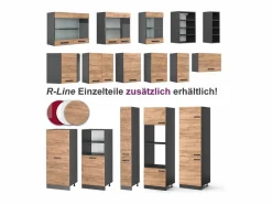 Hot Cocina esquinera oro power roble/antracita 270x60x81.6 rick Cocina Completa
