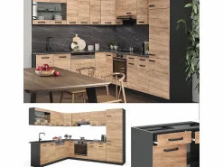 Vicco Cocina esquinera oro power roble/antracita 287x60x81.6 r-line