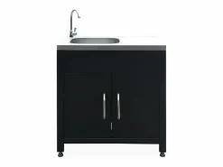 Discount Sweeek Cocina exterior completa de acero inoxidable de 6 módulos Negro