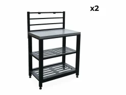 Discount Sweeek Cocina exterior completa de acero inoxidable de 6 módulos Negro