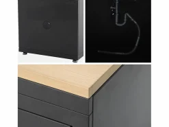 Clearance Sweeek Cocina exterior de acero y decoración de madera 1 fregadero 2 puerta Negro