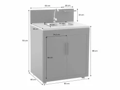Clearance Sweeek Cocina exterior de acero y decoración de madera 1 fregadero 2 puerta Negro