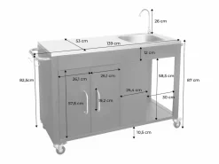 New Sweeek Cocina exterior de acero para barbacoa Negro