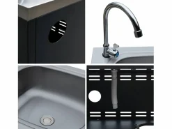 Sweeek Cocina exterior de acero con fregadero de 80cm Negro