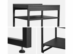 Online Sweeek Cocina exterior de acero 2 estantes l80cm Negro