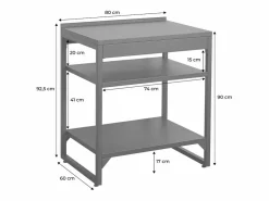 Online Sweeek Cocina exterior de acero 2 estantes l80cm Negro