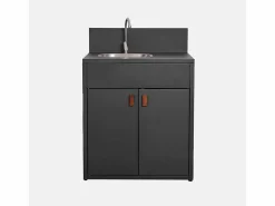 Sweeek Cocina exterior de acero con fregadero y 2 puertas, 80cm