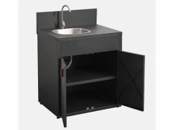 Sweeek Cocina exterior de acero con fregadero y 2 puertas, 80cm