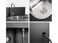 Sweeek Cocina exterior de acero con fregadero y 2 puertas, 80cm