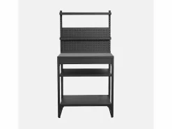 Clearance Sweeek Cocina exterior de acero con 2 estantes, 2 bandejas y soporte mural, Negro