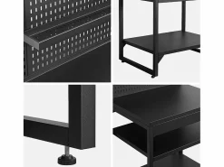 Clearance Sweeek Cocina exterior de acero con 2 estantes, 2 bandejas y soporte mural, Negro