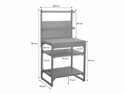 Clearance Sweeek Cocina exterior de acero con 2 estantes, 2 bandejas y soporte mural, Negro