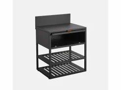 Sweeek Cocina exterior de acero, 1 armario, 2 estantes, 80cm
