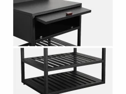 Sweeek Cocina exterior de acero, 1 armario, 2 estantes, 80cm