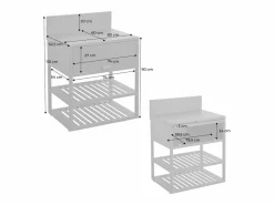 Sweeek Cocina exterior de acero, 1 armario, 2 estantes, 80cm