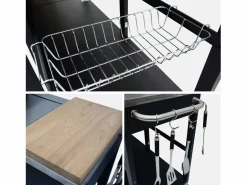 Outlet Sweeek Cocina exterior de acero con barbacoa de gas americana de 5 quemadores Negro