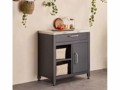 Sweeek Cocina exterior de acero 1 cajón y 1 puerta, 80cm
