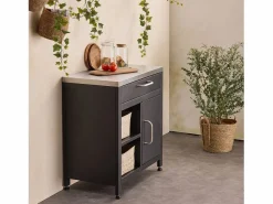 Sweeek Cocina exterior de acero 1 cajón y 1 puerta, 80cm