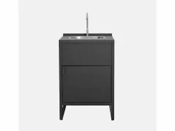 New Sweeek Cocina exterior de acero con fregadero y 1 puerta, 60cm Negro