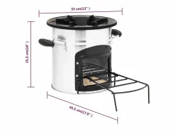 Clearance vidaxl Cocina leña camping acero inoxidable 45,5x33x25,5 cm Plateado