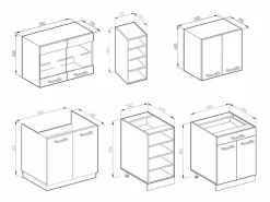 Vicco Cocina para solteros oro power roble/antracita 160x46x81.6 r-line