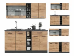 Vicco Cocina para solteros oro power roble/antracita 160x46x81.6 r-line