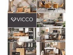 Outlet Vicco Cocina para solteros oro power roble/antracita 160x46x81.6 r-line Color natural oscuro