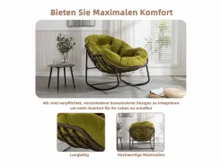Cocon - Mecedora de ratán - Estructura de acero con cojín suave - Para uso en interiores y exteriores Verde