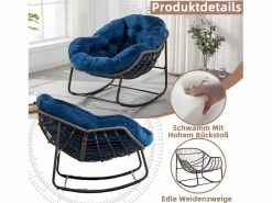 Online Cocon - Mecedora de ratán - Estructura de acero con cojín suave - Para uso en interiores y exteriores Sillón Escandinavo