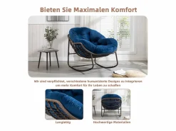 Online Cocon - Mecedora de ratán - Estructura de acero con cojín suave - Para uso en interiores y exteriores Sillón Escandinavo