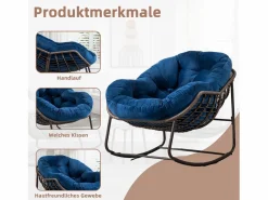 Online Cocon - Mecedora de ratán - Estructura de acero con cojín suave - Para uso en interiores y exteriores Sillón Escandinavo
