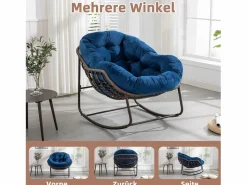 Online Cocon - Mecedora de ratán - Estructura de acero con cojín suave - Para uso en interiores y exteriores Sillón Escandinavo