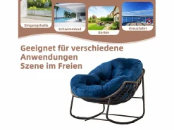 Online Cocon - Mecedora de ratán - Estructura de acero con cojín suave - Para uso en interiores y exteriores Sillón Escandinavo