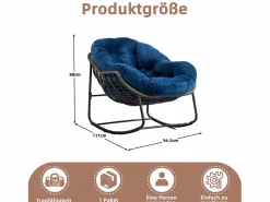 Online Cocon - Mecedora de ratán - Estructura de acero con cojín suave - Para uso en interiores y exteriores Sillón Escandinavo