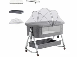 Sale DripeX CODODO CIRADLE CON CAMBIANTES, MECHORTO, ALMACENAMIENTO, MOSQUITO NET, CASTERS, 6 alturas, 92x55x83cm Gris claro