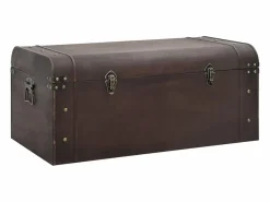 Discount Cofre con pestillos contrachapada marrón 90x50x39,5 cm ES934260 Baúl Y Arcón