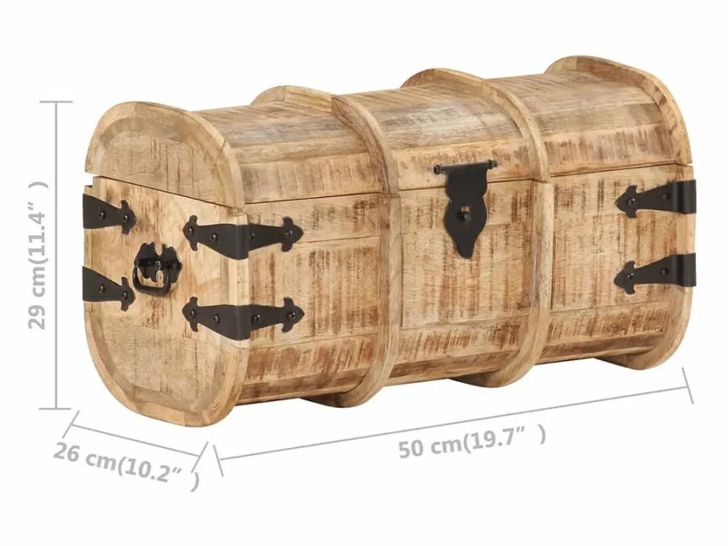 vidaxl Cofres de almacenamiento 2 unidades madera maciza de mango Color natural claro